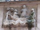 Enseigne médiévale : épisode de la vie de St Julien le Pauvre, le Christ est (…)